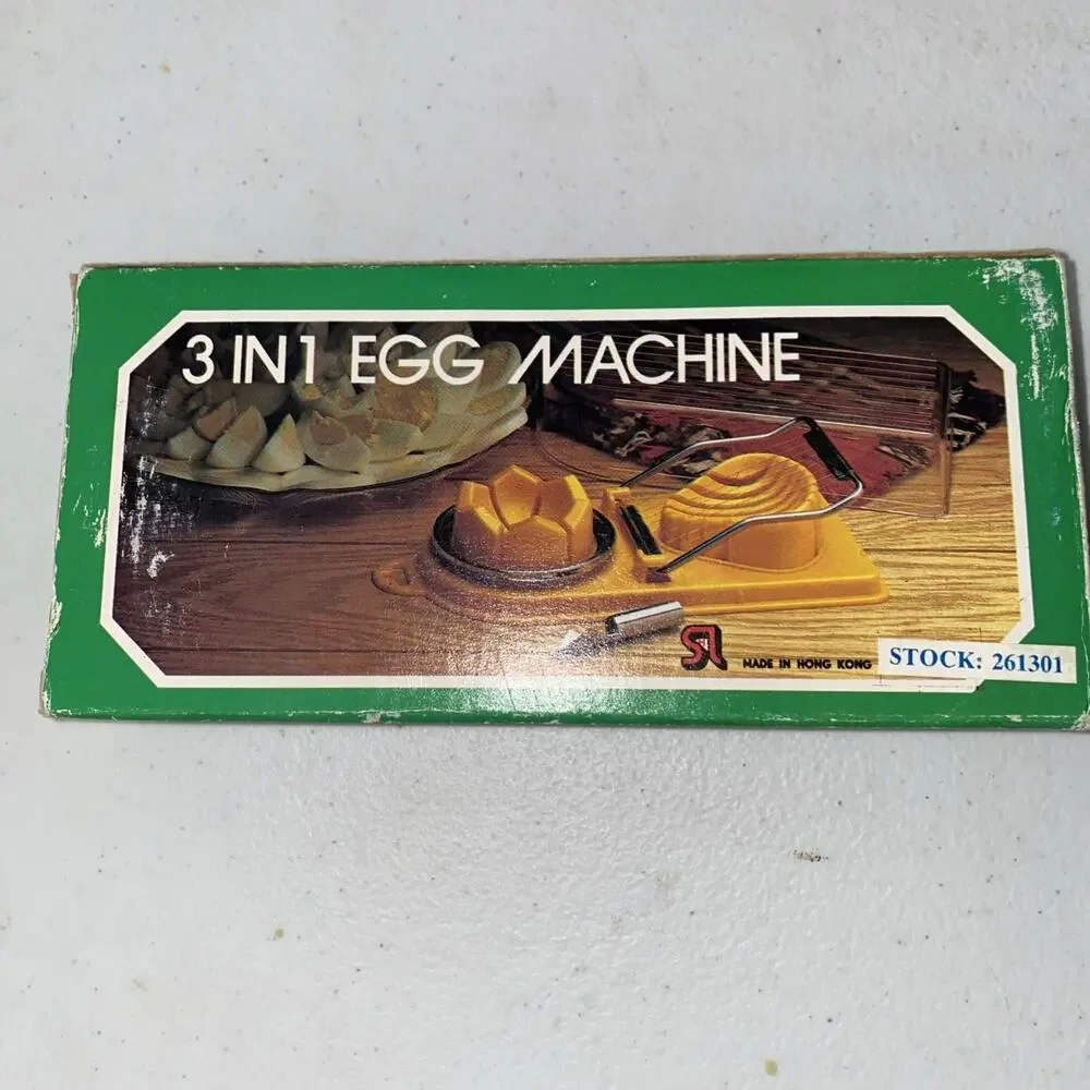 Vintage 3 In 1 Egg Machine Manual Machine Slicer, Wedges, Rosettes New Open Box